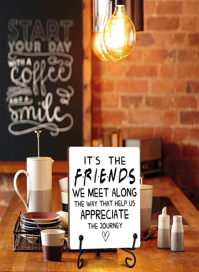 ukebobo Friendship Decor, It's The Friends We Meet Along The Way Wooden Sign, Small Friendship Gift, Birthday Friend Gifts for Women Men Friends Colleagues, Office Desk Cubicle Accessories 5" x 5"-148 - Image 4